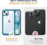 Vista 2 de Diaclara - Funda para iPhone 15 Plus de 6.7 pulgadas, transparente, resistente, cuerpo completo con protector de pantalla sensible al tacto y Blue