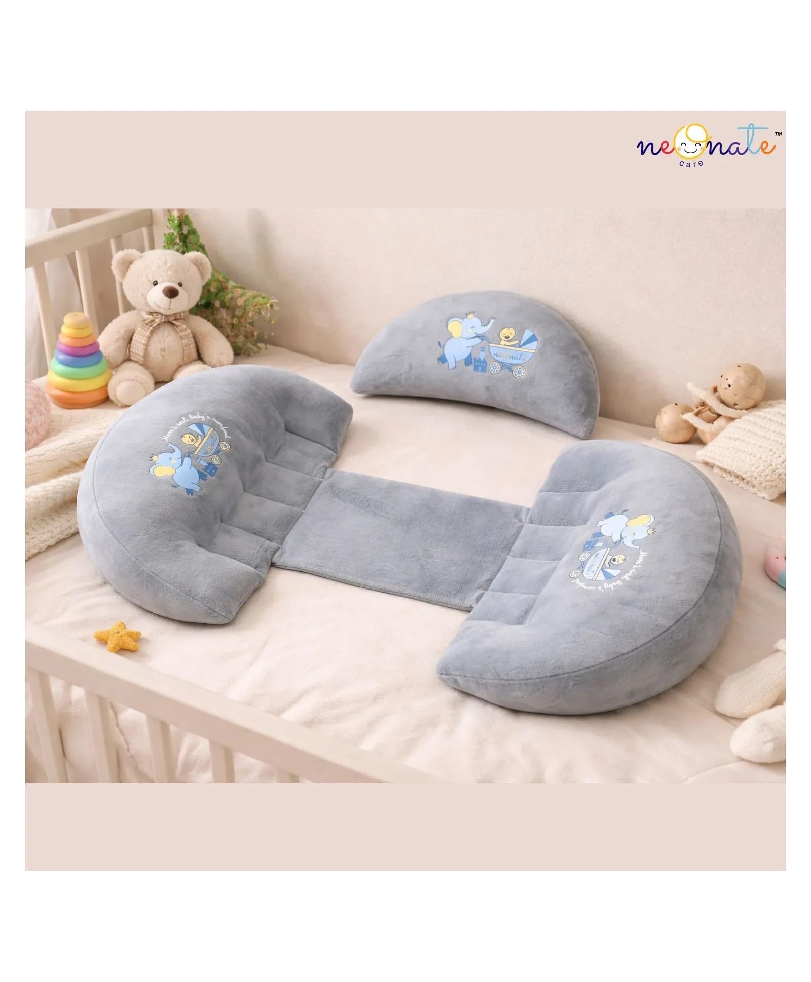 NeonateCare Maternity Pillow/Dual Pregnancy Wedge Pillows for Back & Belly Support - Grey-picture-12