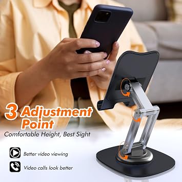 Metal Phone Stand, Adjustable Foldable Cell Phone Stand Holder for Desk