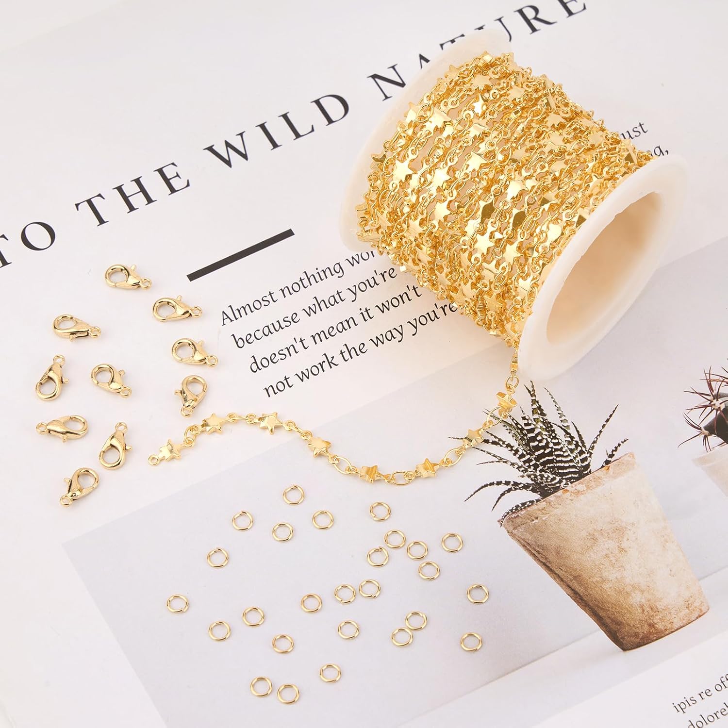 SMYHTGLIF 13 Feet Gold Plated Star Chain for Jewelry Making 18K Gold Brass Chain Bulk DIY Craft Jewelry Making Supplies - Image 3