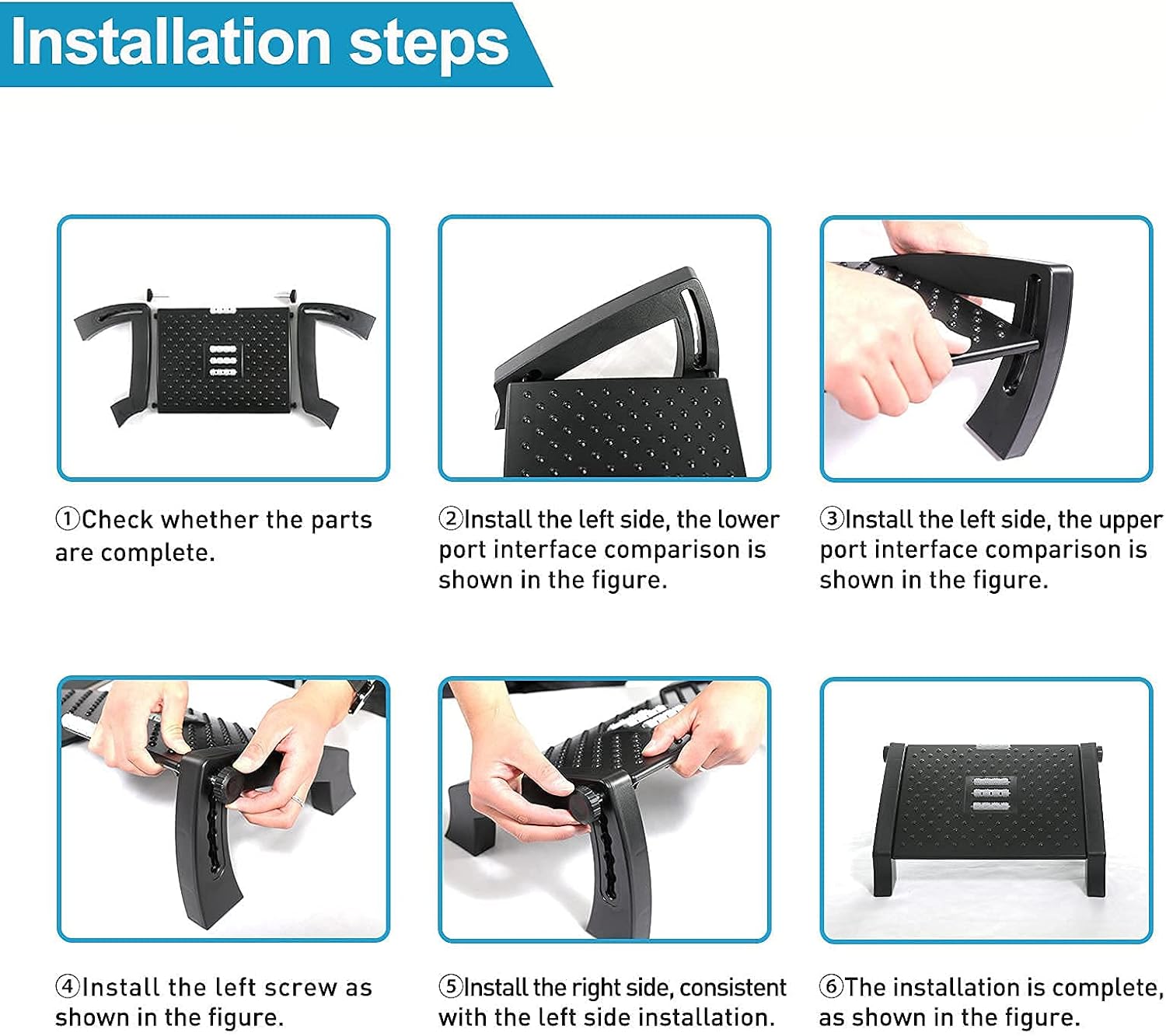 Fanwer Adjustable Foot Rest for Under Desk at Work, Office Chair Foot Rest with Massage Surface, Pressure Relief for Comfort, 6 Height Adjustable, Ergonomic Tilted Foot Stool for Home, Office : Office Products