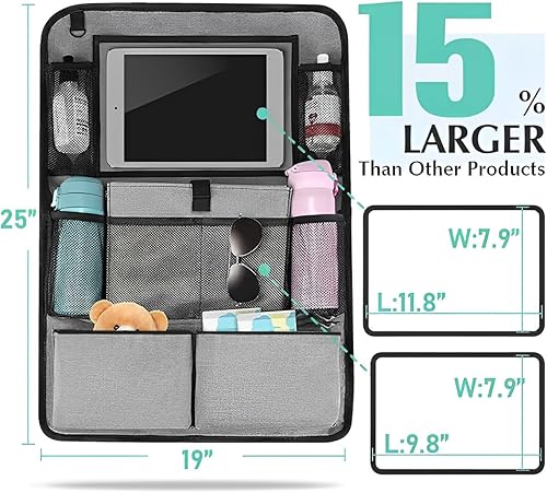 Miniatura 2 de AICEL Organizador de asiento trasero de automóvil, tapete de asiento trasero con 9 bolsillos de almacenamiento, protector de asiento impermeable