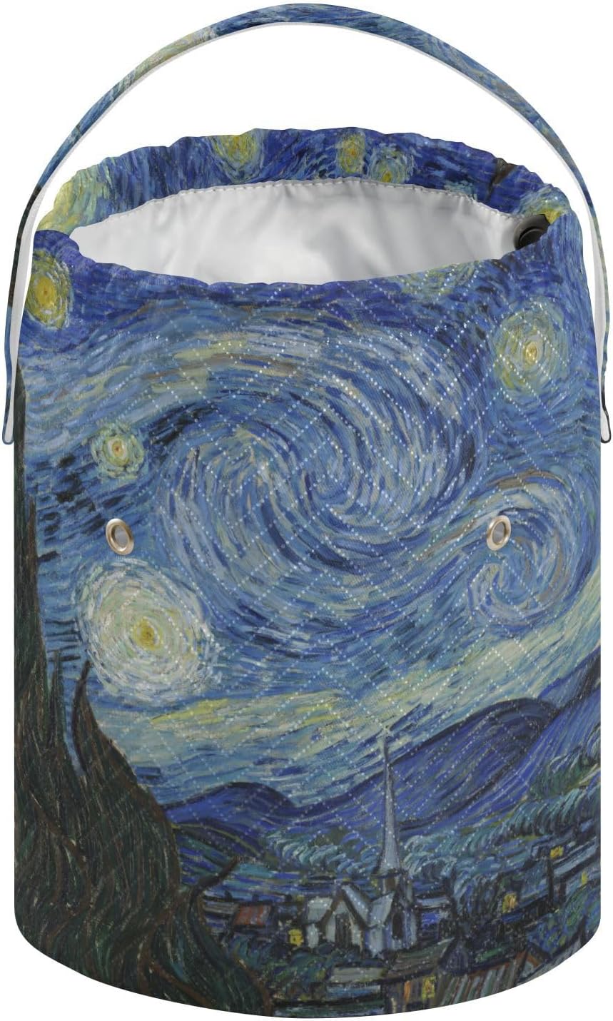 Yarn Bag Crochet Bag Drawstring Yarn Storage Organizer Small Knitting Project Bags Potable Yarn Holder with Holes Handle for Crocheting Needles Knitting Accessories Starry Night
