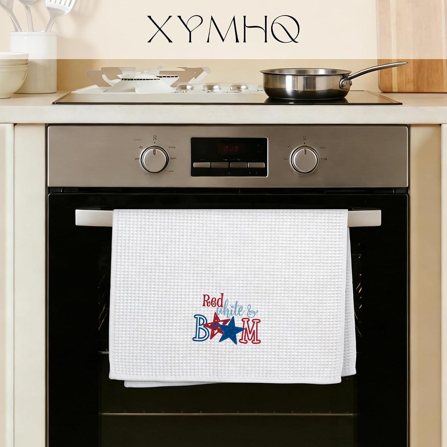 4th of July Gift Kitchen Bar Towels, 4th of July Gifts for Women Men, Patriotic Red White Boom Decor Hand Towels for Kitchen Bar Decor, 16x24 Inch