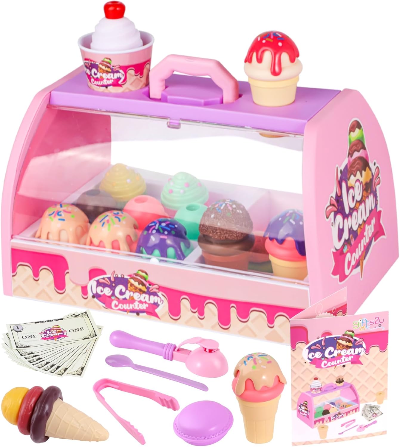 Gifts2U Ice Cream Toys for Kids, 48 Pcs Ice Cream Counter