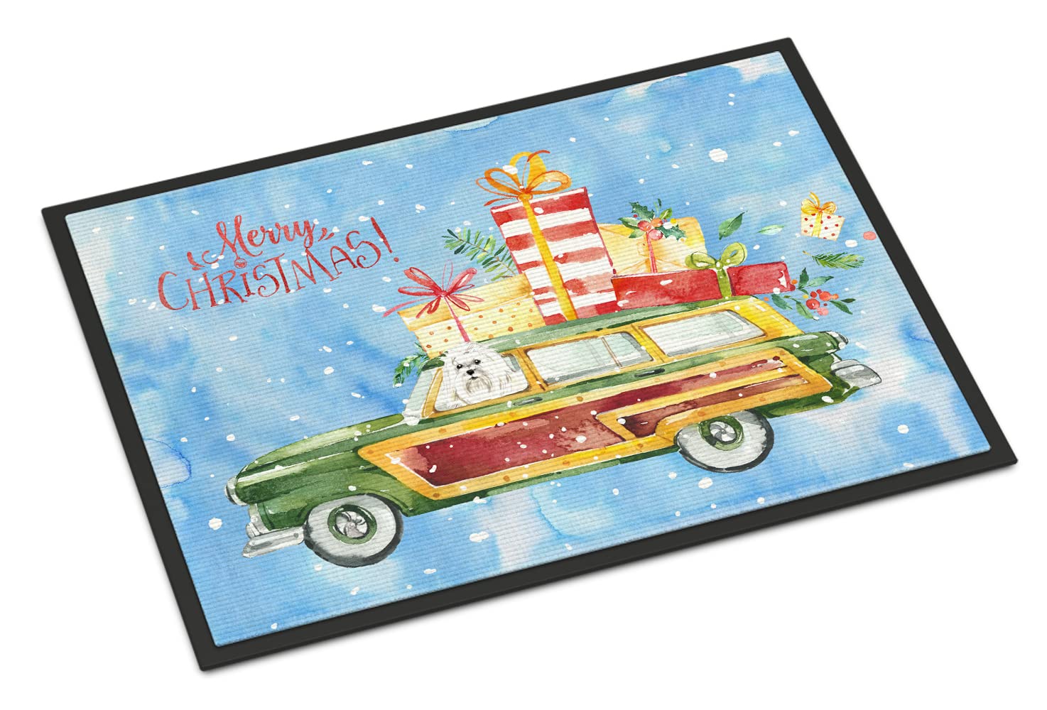 Caroline's Treasures CK2414JMAT Merry Christmas Malteser-Fußmatte, Innenteppich oder Outdoor-Willkommensmatte, 61 x 91,4 cm (L x B), Mehrfarbig