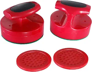 Hathaway Pro-Series Air Hockey Pucks and Strikers Set for Family Game Room - with Ergonomic 4-in Strikers, 3-in ABS Pucks, Felt Bottoms & Chip-Resistant Design - Red Finish
