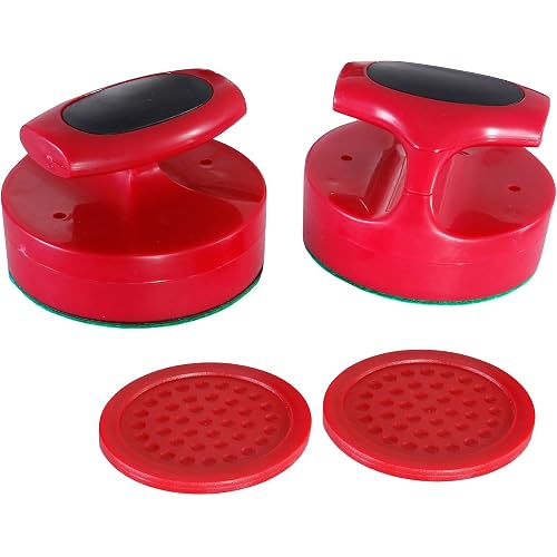 Hathaway Pro-Series Air Hockey Pucks and Strikers Set for Family Game Room - with Ergonomic 4-in Strikers, 3-in ABS Pucks, Felt Bottoms & Chip-Resistant Design - Red Finish