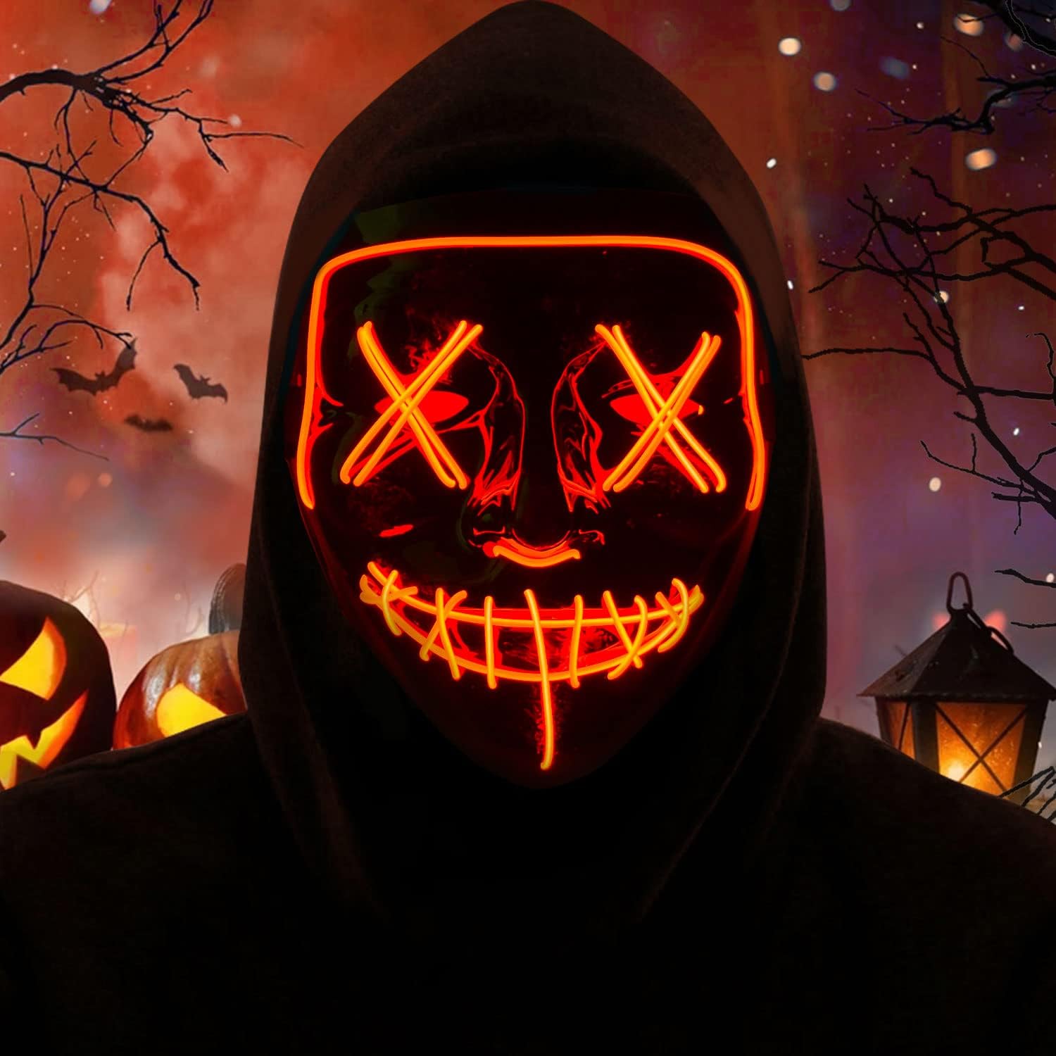 HITOP Led Purge Mask Scary Halloween Light up Glowing Mask Gift for Kids Adults Festival Party