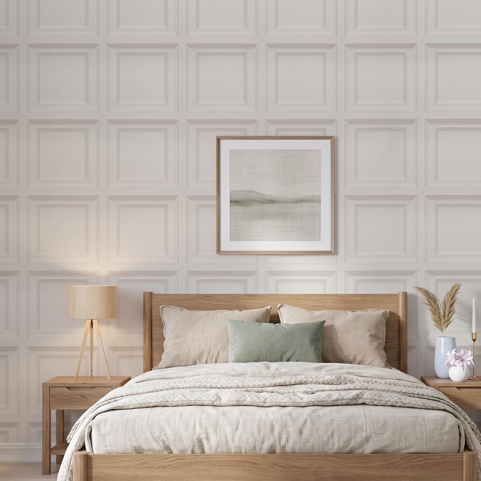 Trafagala Neutral Beige Panel Effect Wallpaper for Living Room Bedroom