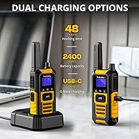Vista 5 de Radioddity HD-1 IP67 Waterproof Floating Heavy Duty Walkie Talkies, Long Range Two Way Radio with 2400mAh Battery, One-Key Group Call, Vibrate