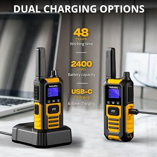Miniatura 5 de Radioddity HD-1 IP67 Walkie Talkies flotantes impermeables, radio bidireccional de largo alcance resistente con batería de 2400 mAh llamada grupal