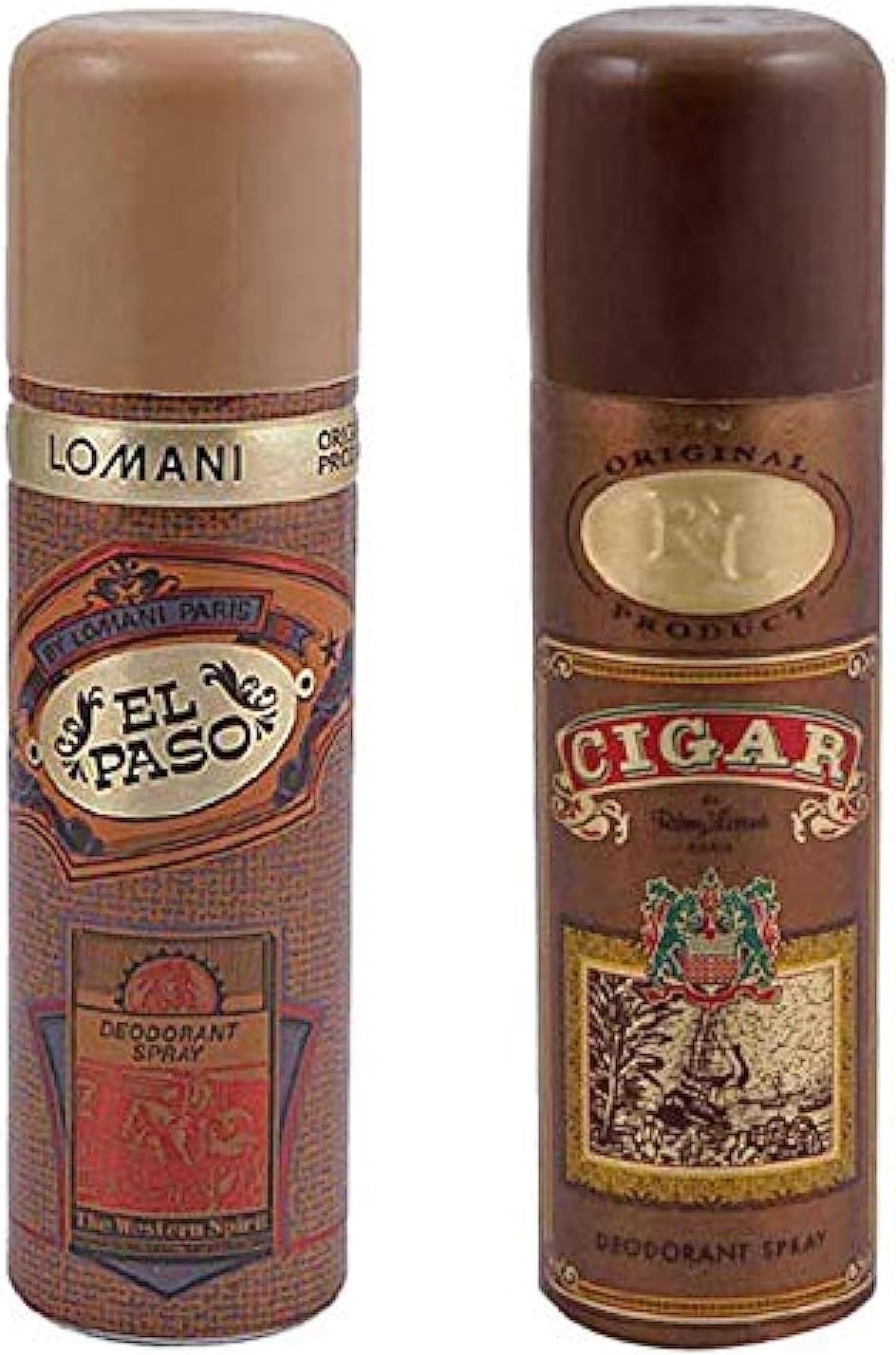 Lomani Pack of 2 El  Paso & Cigar Deodorant Spray 200 ml – Unisex Fresh Citrus & Woody Spicy Fragrance, Long‑Lasting
