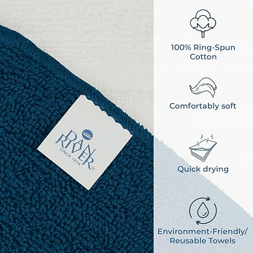 Miniatura 290 de DAN RIVER Juego de 4 toallas de baño, 27 x 54 pulgadas, 100% algodón, más grandes y ligeras, de secado rápido, súper suaves y absorbentes, toallas
