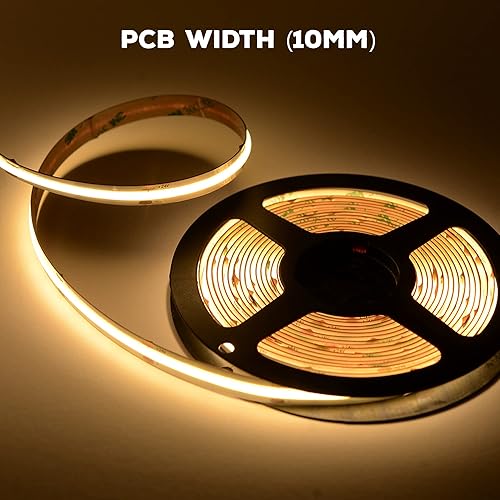 Miniatura 2 de LA - Tira de luces LED regulables sin puntos de un solo color, Cob (27K, 3K, 4K, 5K) - Entrada CC 24V, 16.5 pies y 82 pies (82 pies, 27000K)