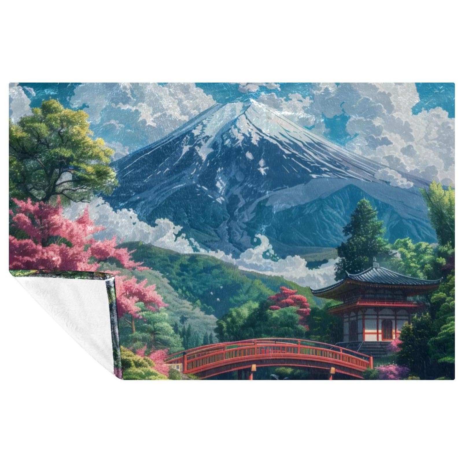 Couverture Mount Fuji contre le froid pour lit, canapé et camping