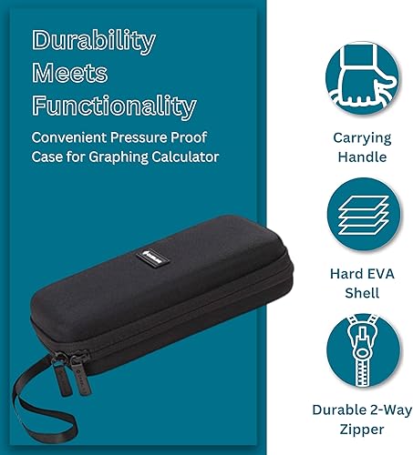 Miniatura 3 de Funda para calculadora gráfica, bolsa de almacenamiento, funda dura para transporte, color negro, Negro todo