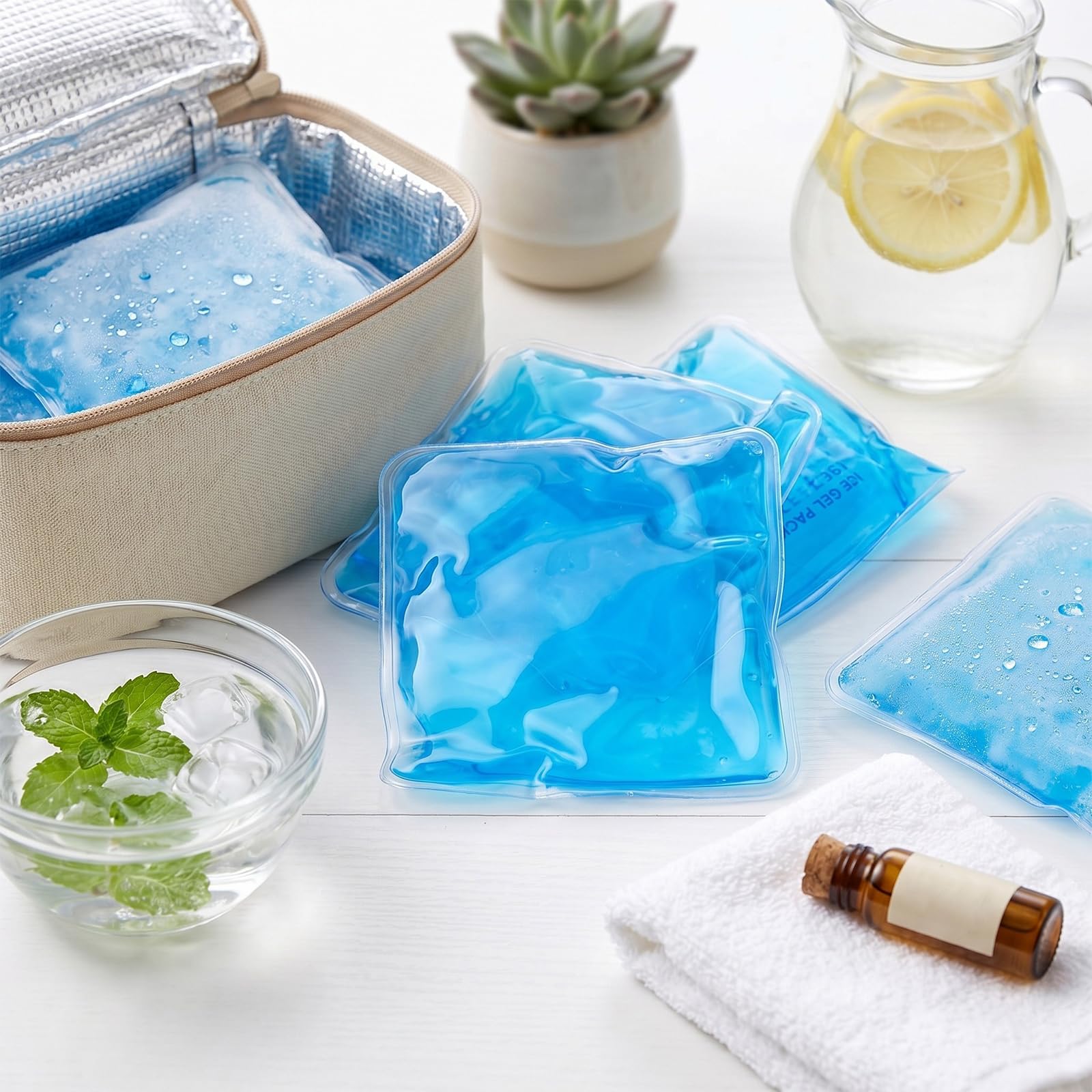 TrelaCo Wiederverwendbare Gel-Eisbeutel, Kältetherapie für Fieber, Weisheit, Zähne, müde Augen, Kopfschmerzen, heiße und kalte Gele, kleine Eisbeutel, Lebensmittelisolierung, Schönheitspflege