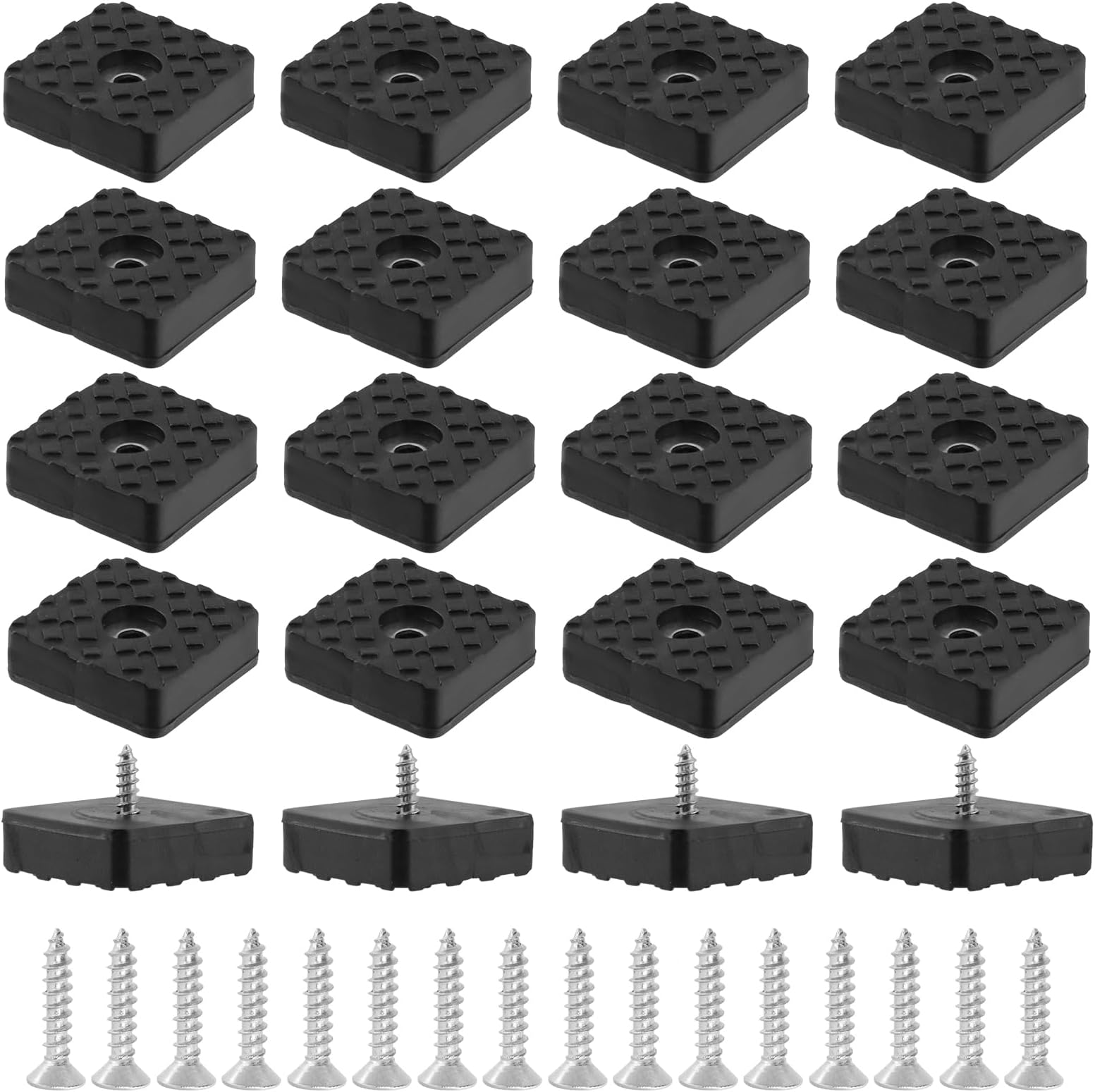 Rubber Feet 30mm x 30mm Square Shape Black Non-Slip Rubber Furniture Floor Pads for Chair Leg Feet Wood Floor -Pack of 20