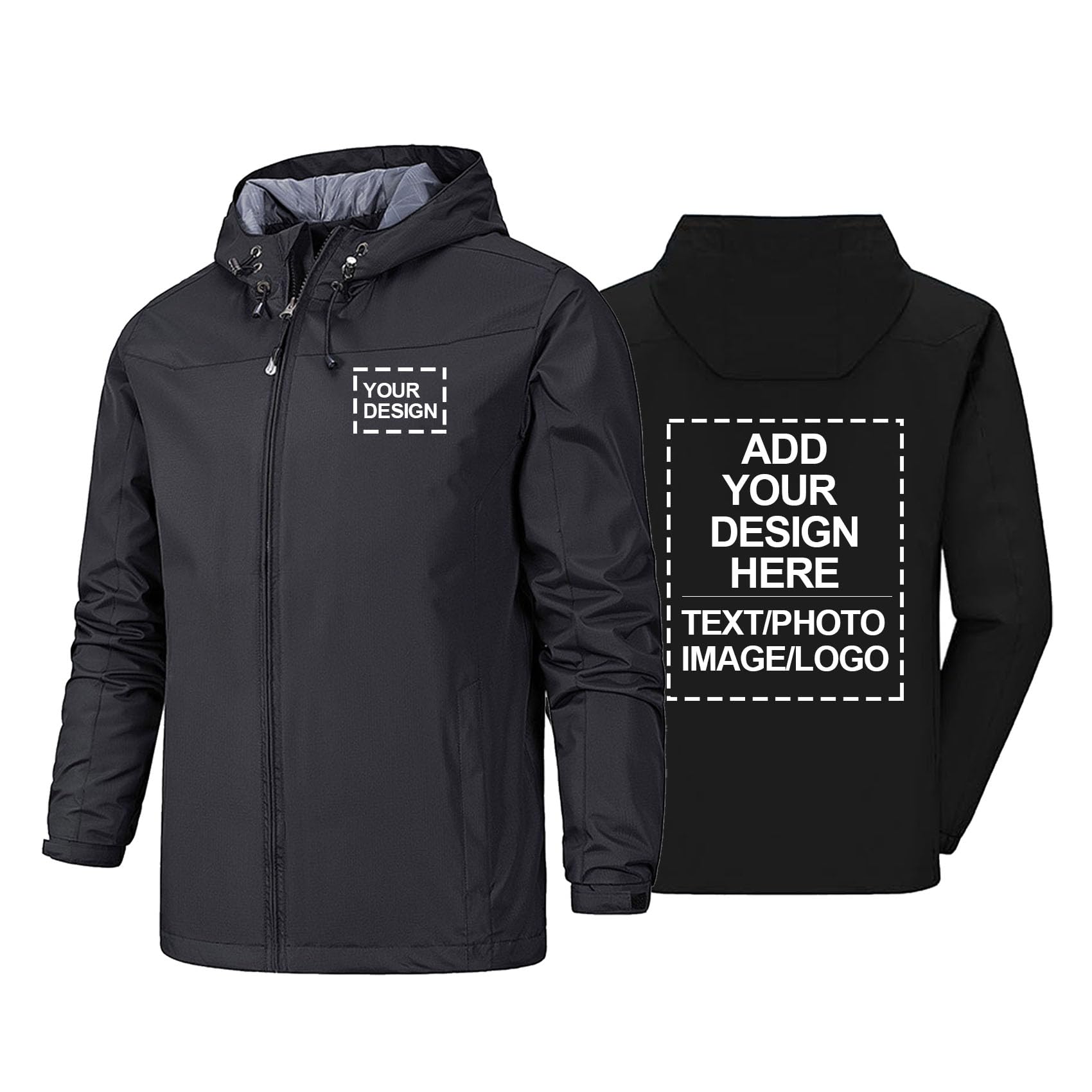 Veste imperméable homme personnalisable coupe-vent imperméable à capuche vestes de pluie Hauts d'équipe personnalisés vêtements de travail texte personnalisé photo cadeau