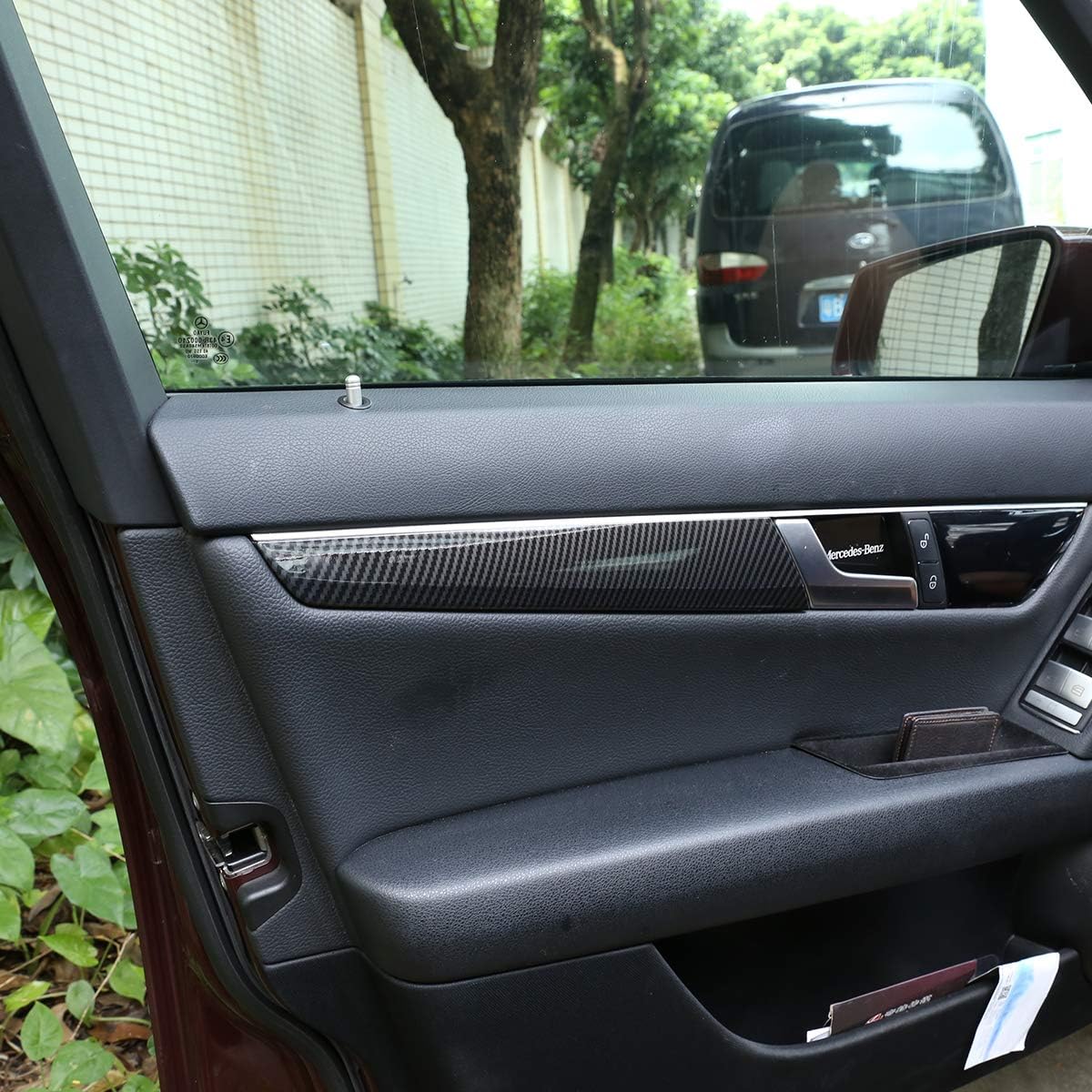 ABS Car Interior Door Decoration Panel Cover Trim for Mercedes Benz C Class W204 2008-2014 Auto Accessorie (Carbon Fiber)
