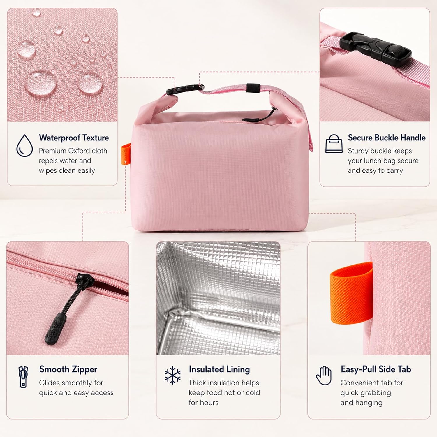 Insulated Lunch Bag For Women, Reusable Lunch Box Tote Bags image 3
