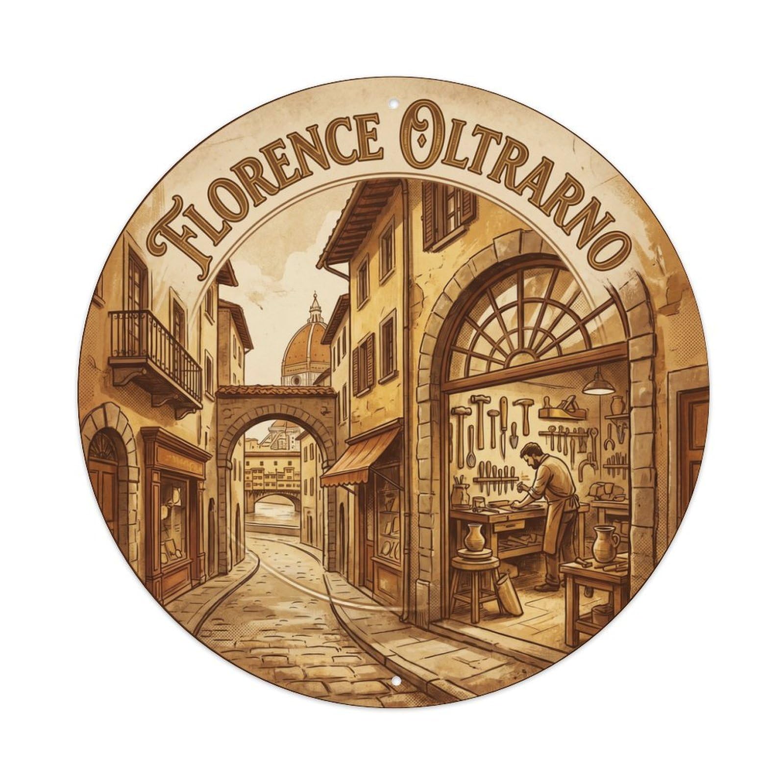 Olhnbad Style Oltrarno Workshop Florence Travel Culture Vintage Metal Tin Sign