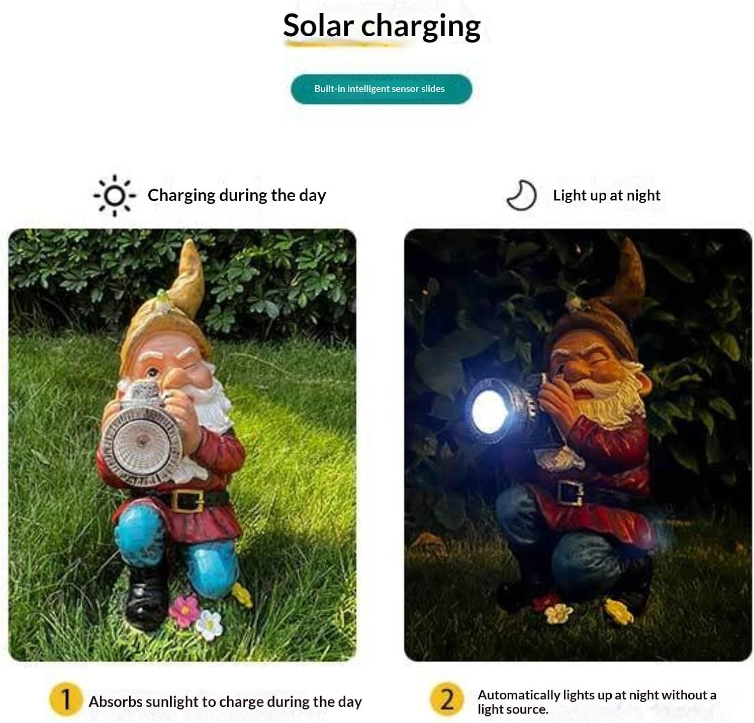 Resin Telescope Fairy Solar LED Outdoor Decor Statue, Waterproof Atmospheric Figurine Light for Patio/Yard/Lawn, Home Garden Holiday Gift (Standing)