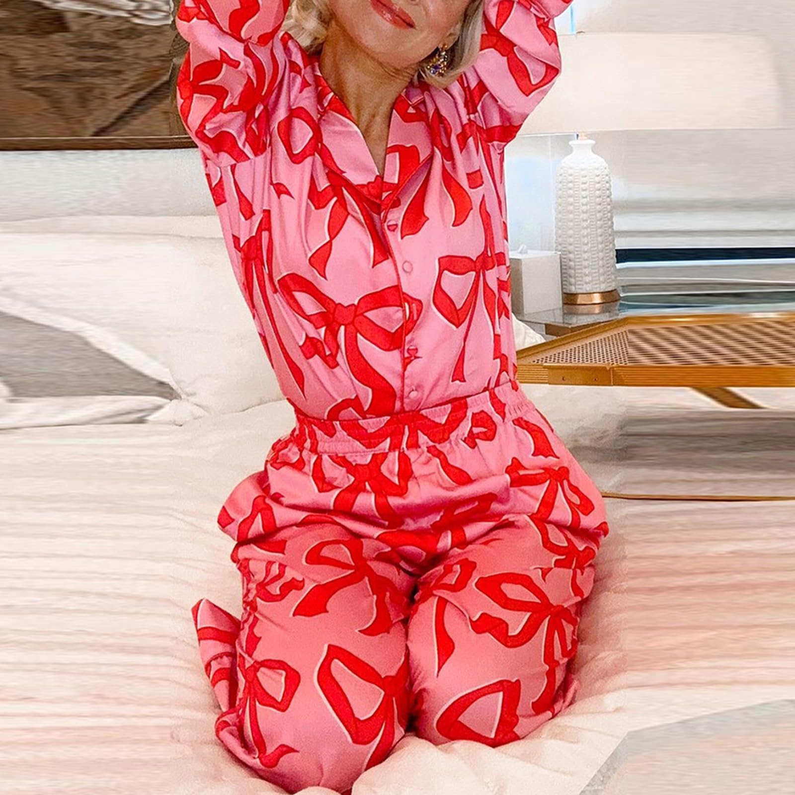 Générique Pyjama Hiver Femme Automne Blanc Lin XXL Maternité Haut De Saint-Valentin Ensemble Détente Pijama Enceinte Satin Chaud