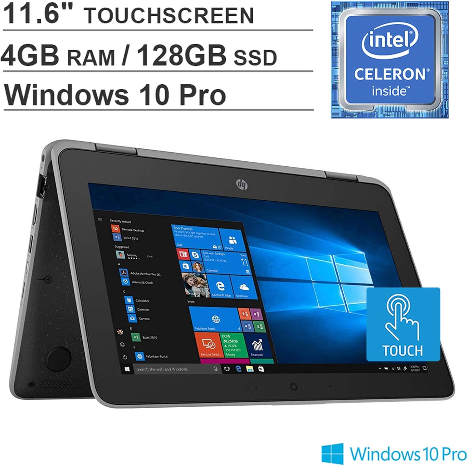 HP ProBook x360 11 G3 EE with a touch icon on screen