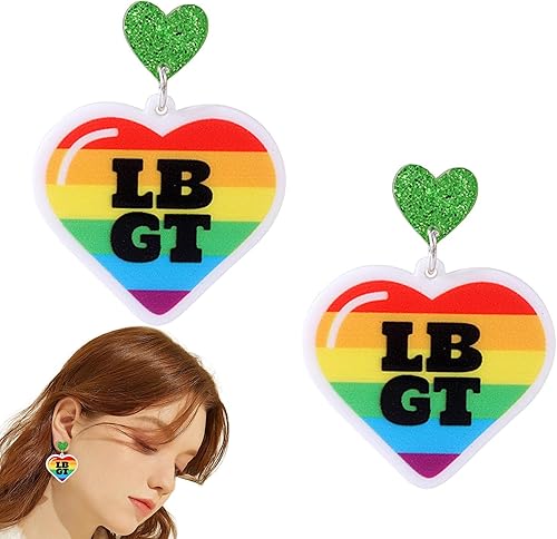 Miniatura 7 de Yimin Rainbow Earrings, LGBT Pride Dangle Earrings, Lesbian Earrings, Gay Pride Jewelry for Women & Men, LGBTQ Accessories