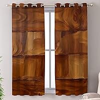 Vista 130 de Shrahala Cenefas de cocina de madera marrón con tablones vintage, panel de media ventana, tratamiento de ventana multicapa de poliéster opaco