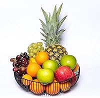 Vista 7 de Black Metal Wire Fruit Basket Bowl For Kitchen,Living Room,Office - Large Decorative Centerpiece To Display Fruit, Vegetables, Bread, Candy
