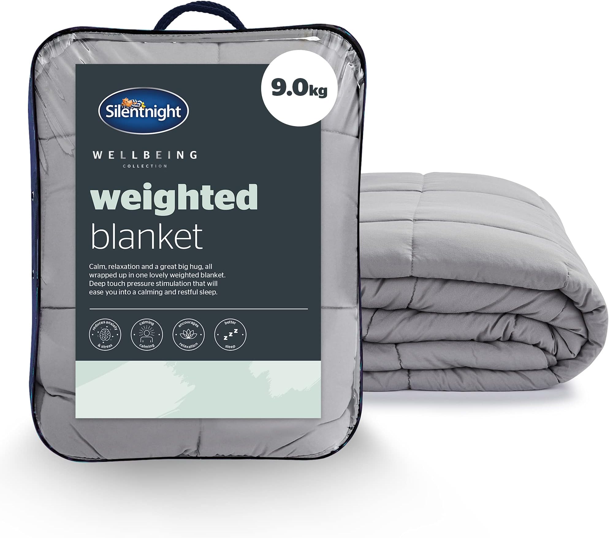 Wellbeing Weighted Blanket – Heavy 9kg Weighted Anxiety Gravity Blanket for Sensory Anxiety Therapy Insomnia Stress Relief – King Size - 150 x 200cm
