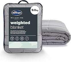 Silentnight Wellbeing Weighted Blanket - Anxiety & Stress Relief for Adults Insomnia Therapy - Sensory Calming Heavy Quilted Hug Blanket - 9kg, 150x200cm, Grey