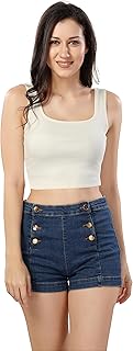 TRASA Women’s Sleeveless Rib Knitted Cotton Racer Back Tank Tops Square Neck Crop Tops - Available Sizes -XS, S, M,L,XL,2XL