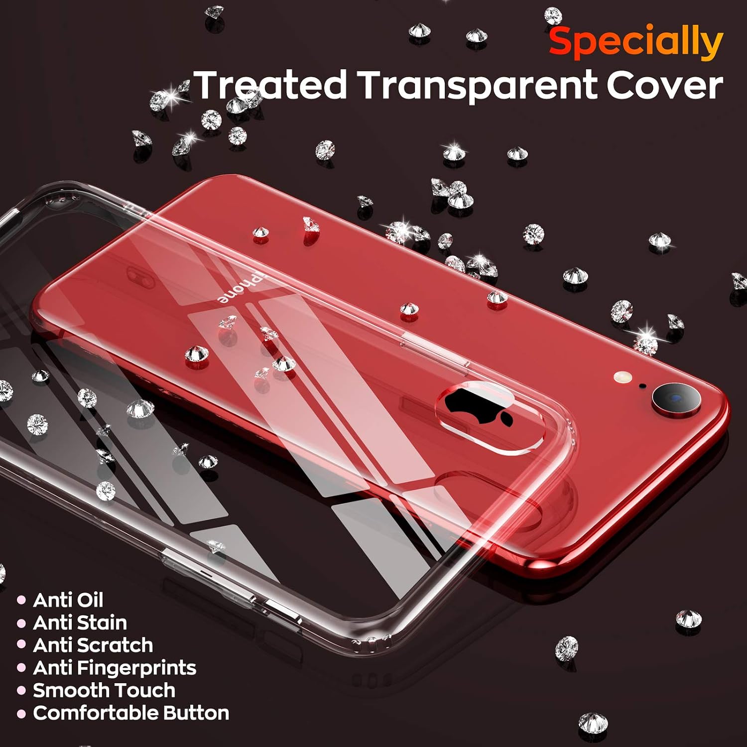 Justcool Designed for iPhone XR Case, [10FT Military Grade Drop Protection][Not Yellowing][with 2 Pcs Tempered Glass Screen Protectors] Slim Thin Case for iPhone XR 6.1 inch (Clear)