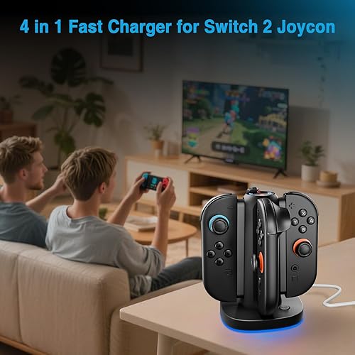 Miniatura 7 de Charging Dock for Nintendo Switch 2 Joycon - 4 in 1 Magnetic Charger Fast Controller Charging Station with RGB Lights, 3.3FT Charging Cable,