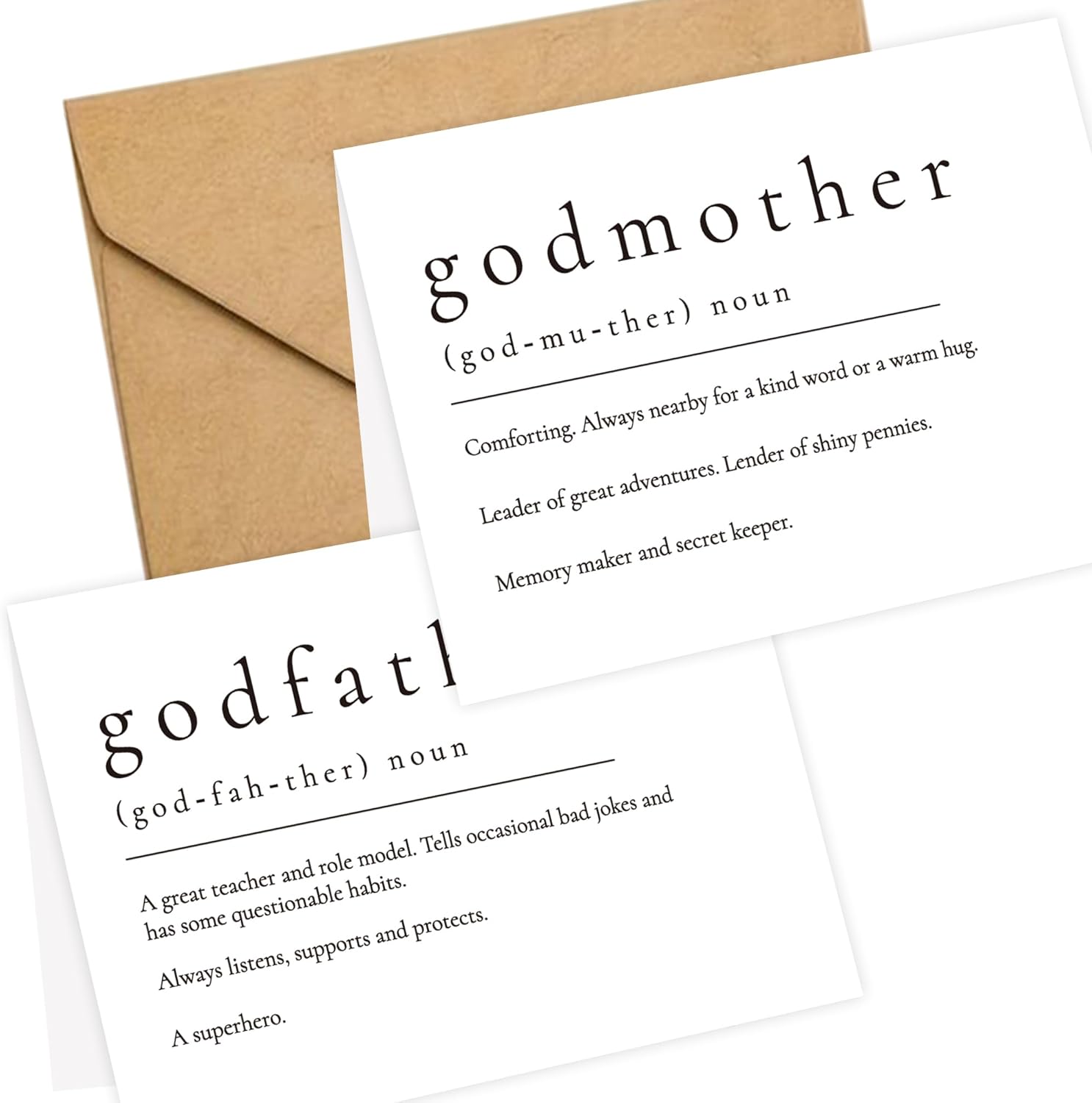 LADY&HOME Set of 2 Godparents Proposal Cards with Envelope,Will You Be My Godfather/Godmother Card Godparents Proposal Gift (A1:Godfather & Godmother)