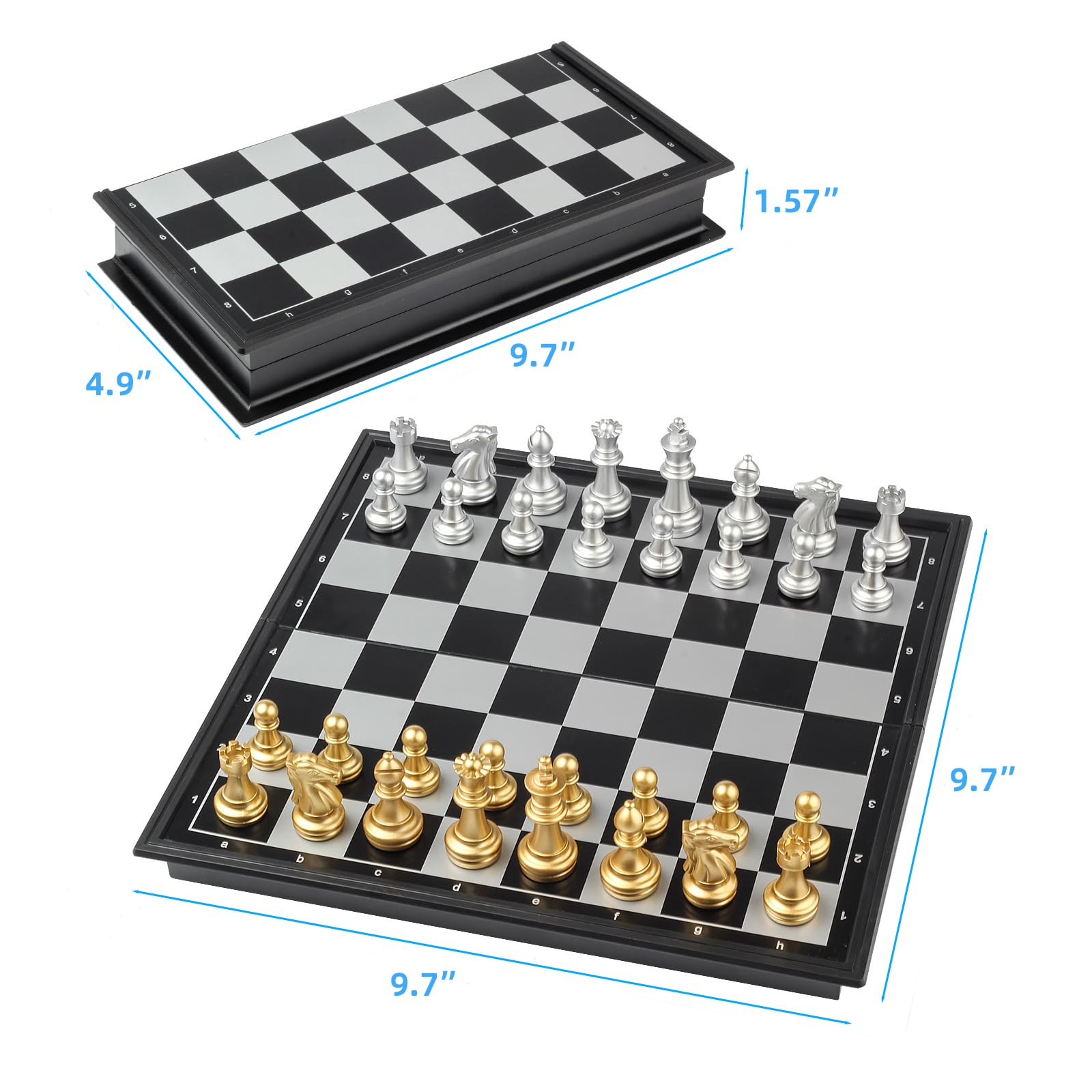 Juego de ajedrez de viaje magnético Vikutu 9.7 pulgadas portátil pequeño tablero de ajedrez plegable (mediano)