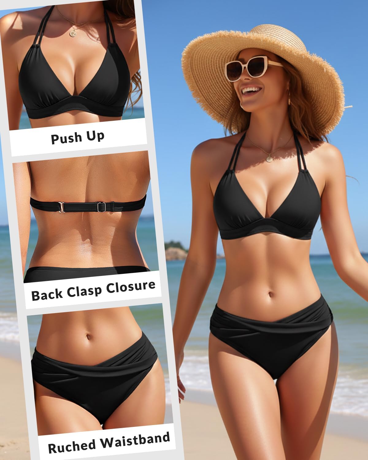 Womens Two Piece Bathing Suit - Push Up Bikini Set Full Coverage Swimsuit Halter Swimwear 2026 - Image 4