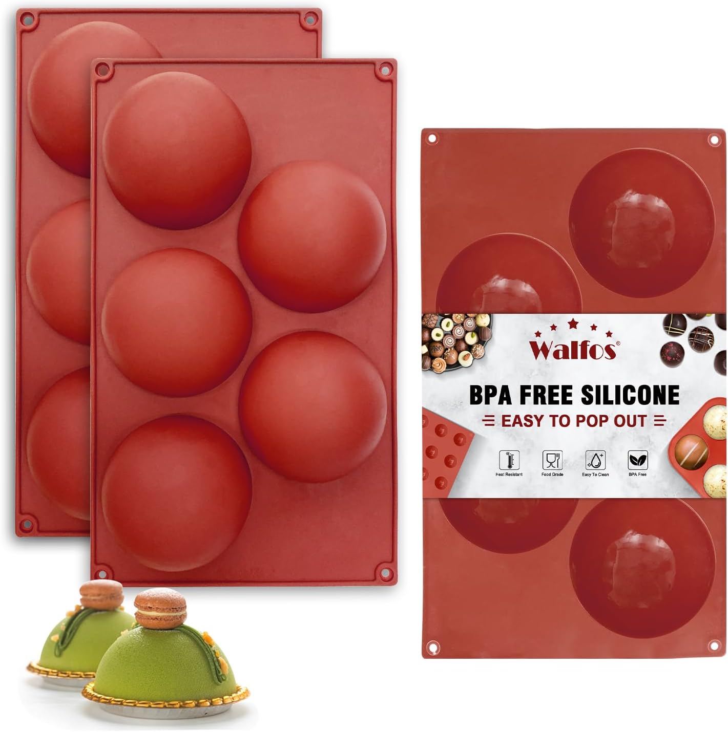 Semicircle Silicone Mold,Shxmlf Half Sphere Chocolate, Candy and Gummy Mold Teacake