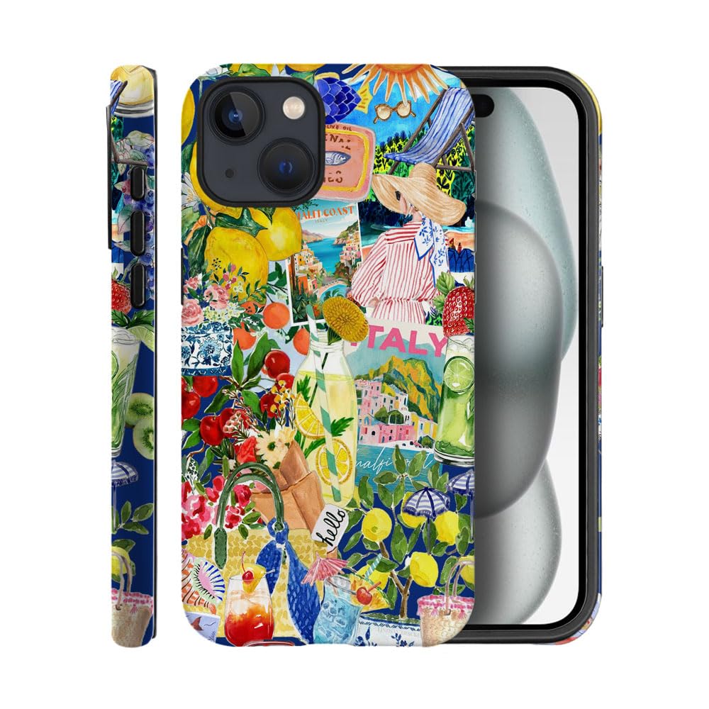 Case for iPhone 15 Plus,Fits Frosted Case Design for Girl Women,Italian Lemon Flower Summer Collage