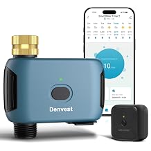 WiFi Water Timer with Brass Inlet, 1 Zone Smart Sprinkler Timer for Garden Hose Faucet, WiFi Hose Timers with Up to 20 Watering Plans, APP & Voice Control, Compatible with Alexa 2.4GHz Only