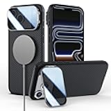 for iPhone 17 Pro Case with Camera Cover, Compatible with MagSafe, Full Camera Protection, Shockproof Protective, Adjustable Kickstand, iPhone 17 Pro Case with Stand 6.3 inch, Black