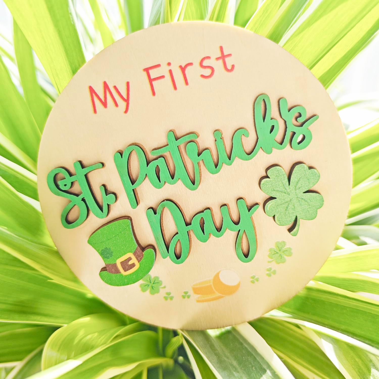 12PCS My First Holiday Baby Milestone Signs, Double-deck Wooden Discs with 3D Design, Newborn Photography Props Announcement Cards for Baby Shower, Christmas Party Favors Gifts