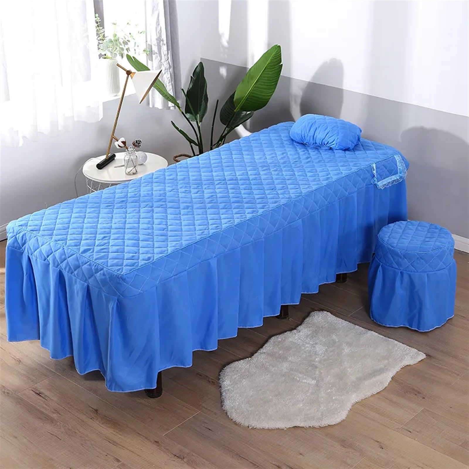 Sabanas Camilla Masaje 1 funda de almohada for camilla masaje, for salón belleza, faldón cama, agradable for la piel con orificio(Solid gray,70X190 bedskirt only)