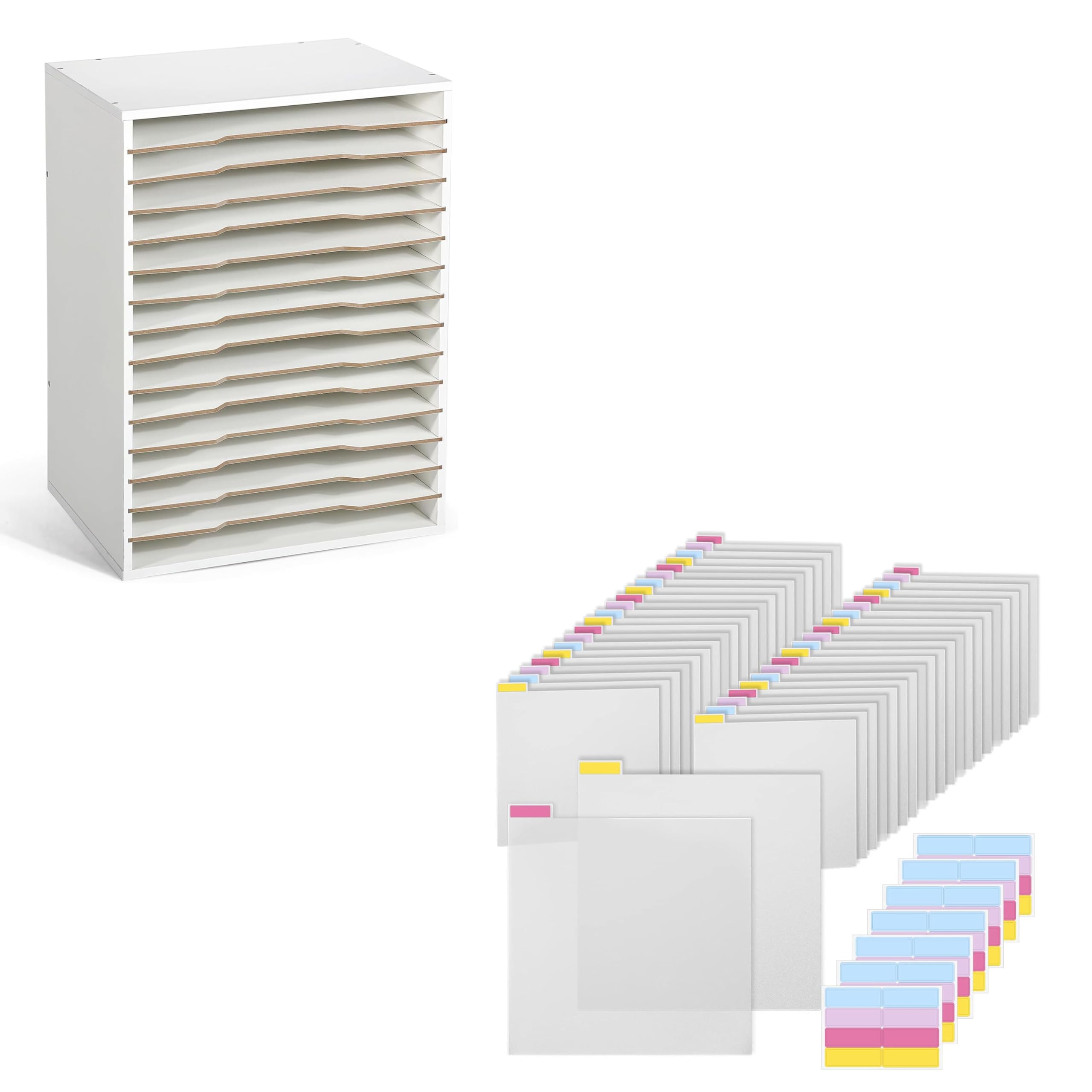 Amazon.com: Caydo 15 Slot Paper Organizer Storage, Wood Adjustable ...