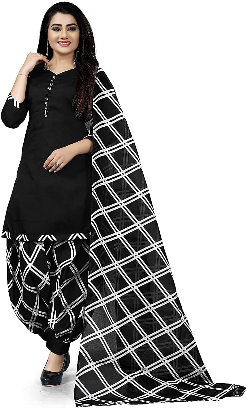 Women's Women's Crepe Printed Patiyala Salwar Suit Dress Material Suit (Dress Material_Unstitched)