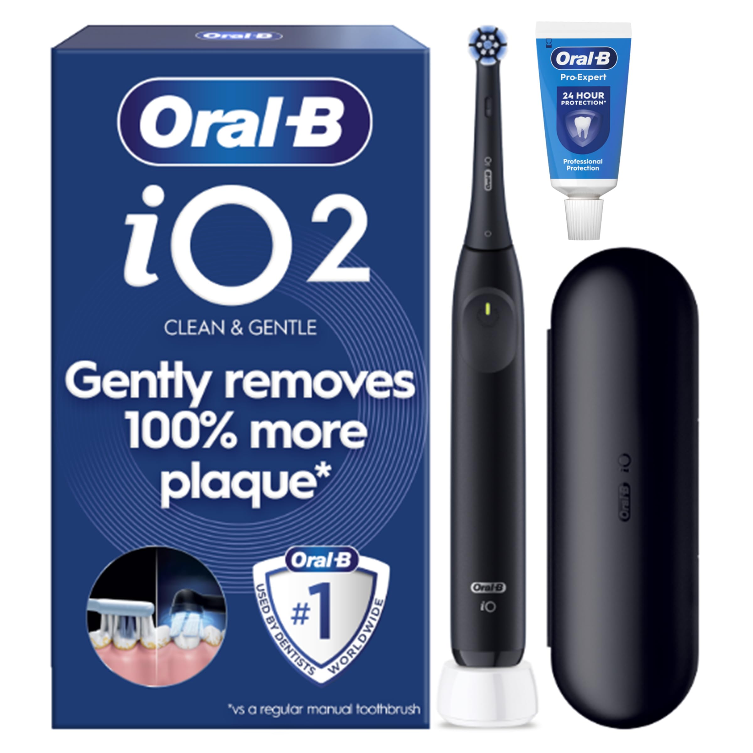 Oral-B iO2 Electric Toothbrush, Night Black, Includes Toothpaste